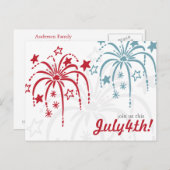 赤い白と青の花火7月4日はがき ポストカード (正面/裏面)