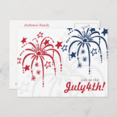 赤い白と青の花火7月4日はがき ポストカード (正面/裏面)