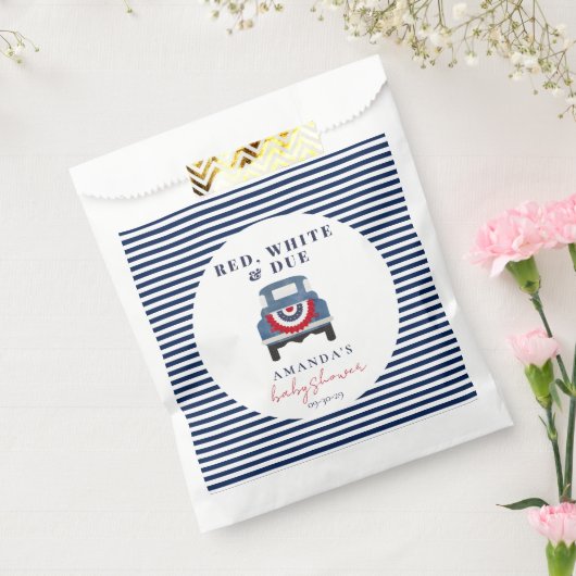 赤い白と青の赤ちゃんシャワーのお願い フェイバーバッグ (封をした状態)