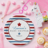 赤い白と青の赤ちゃんシャワー ペーパープレート (パーティー)