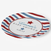 赤い白と青の赤ちゃんシャワー ペーパープレート (アングル)