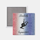 赤い白と青の輝く体操パーソナライズされた マグネット (正面/裏面)