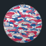 赤い白と青の迷彩 ダーツボード<br><div class="desc">アメリカ国旗の公式カラーと同じ色合いに基づいた赤い白と青の色を持つ迷彩色のプリント。</div>