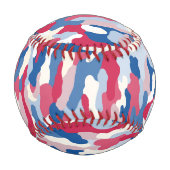 赤い白と青の迷彩 野球ボール (裏面)