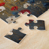 赤い白と青の野花 ジグソーパズル (側面)