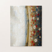 赤い白と青の野花 ジグソーパズル (縦)