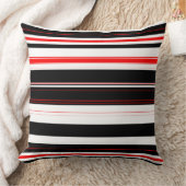 赤い白と黒のストライプ クッション (ブランケット)