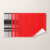 赤い白と黒のストライプ バスタオルセット (ハンドタオル)