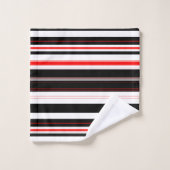 赤い白と黒のストライプ バスタオルセット (ウォッシュタオル)