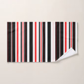 赤い白と黒のストライプ バスタオルセット (ハンドタオル)