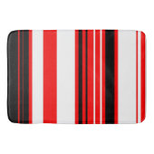 赤い白と黒のストライプ バスマット (正面)