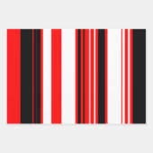 赤い白と黒のストライプ ラッピングペーパーシート (正面)