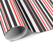 赤い白と黒のストライプ ラッピングペーパー (ロールコーナー)