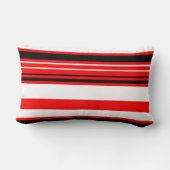 赤い白と黒のストライプ ランバークッション (裏面)