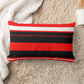 赤い白と黒のストライプ ランバークッション (ブランケット)