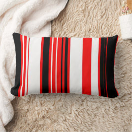 赤い白と黒のストライプ ランバークッション
