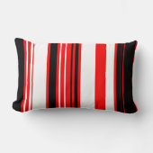 赤い白と黒のストライプ ランバークッション (正面)