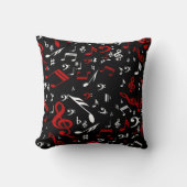 赤い白と黒の楽譜 クッション (正面)