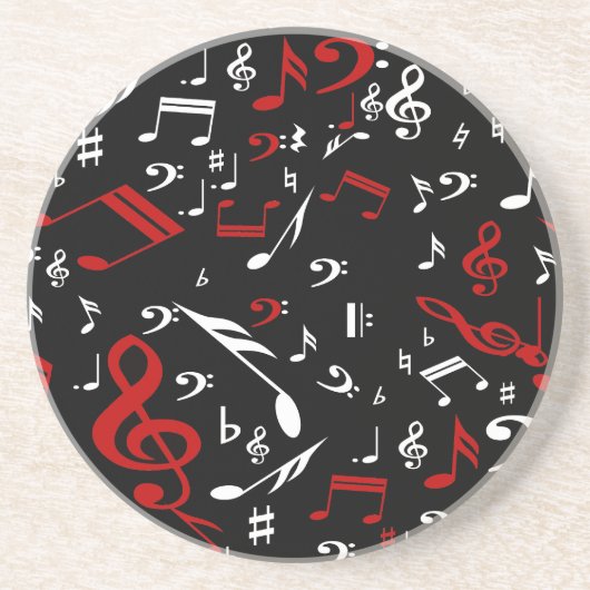 赤い白と黒の楽譜 コースター (正面)