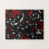 赤い白と黒の楽譜 ジグソーパズル (横)