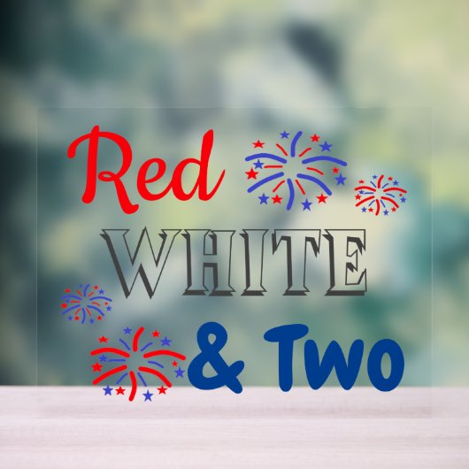 赤い白と2歳の誕生日 アクリルサイン (ニュートラル)