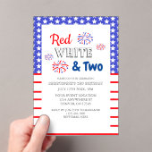 赤い白と2歳の誕生日 アクリル招待状 (インサイチュ (ポータブル))