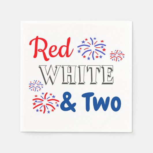 赤い白と2歳の誕生日 スタンダードカクテルナプキン (正面)