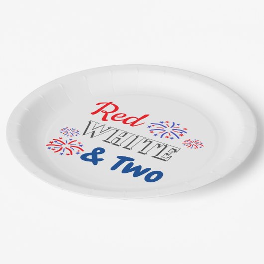 赤い白と2歳の誕生日 ペーパープレート (アングル)