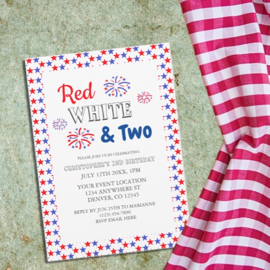 赤い白と2歳の誕生日 招待状