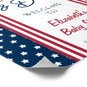 赤い白と7月のデュー4th赤ちゃんシャワーへようこそ ポスター (角)