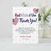 赤い白と7月の赤ちゃんシャワーの期限4日 サンキューカード (スタンド正面)
