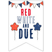 赤い白と7月の赤ちゃんシャワーの期限4日 バンティングフラッグ (第2の旗)