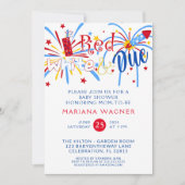 赤い白と7月の赤ちゃんシャワーの期限4日 招待状 (正面)