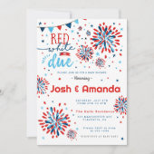 赤い白と7月の赤ちゃんシャワーの期限4日 招待状 (正面)