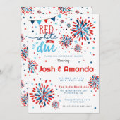 赤い白と7月の赤ちゃんシャワーの期限4日 招待状 (正面/裏面)