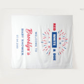 赤い白と7月の赤ちゃんシャワーの背景 タペストリー (正面(横))