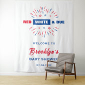 赤い白と7月の赤ちゃんシャワーの背景 タペストリー (インサイチュ)