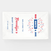 赤い白と7月の4th赤ちゃんシャワーへようこそ 横断幕 (横)