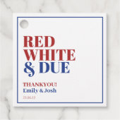 赤い白と7月4日の赤ちゃんシャワー フェイバータグ (正面)