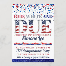 赤い白と7月4日の赤ちゃんシャワー 招待状