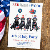 赤い白とWoof愛国犬7月4日パーティー 招待状
