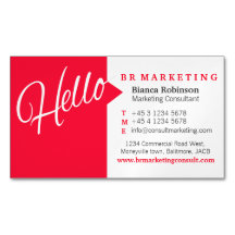 赤い白のこんにちはスピーチの引用文の名刺