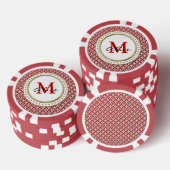 赤い白のエレガント抽象芸術円パターン ポーカーチップ (積み重ね)
