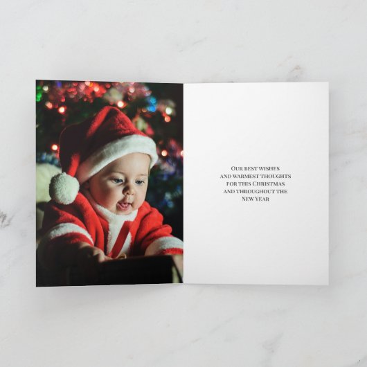 赤い白のカスタム写真メリークリスマストナカイ シーズンカード (内部)