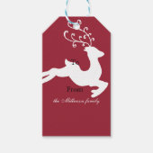 赤い白のクリスマストナカイ ギフトタグ (正面)