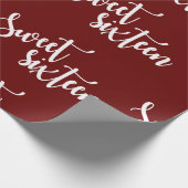 赤い白のスクリプトかわいい甘い16誕生日パーティギフト ラッピングペーパー (角)