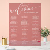 赤い白のスクリプト歓迎シーティングチャート任意のイベント アクリルサイン (ウェディング)