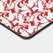 赤い白のスクロール芸術的パターン デスクマット (コーナー)