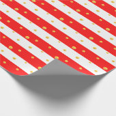 赤い白のストライプとドット ラッピングペーパー (角)