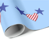 赤い白のストライプのハートのブルースターの包装紙 ラッピングペーパー (ロールコーナー)